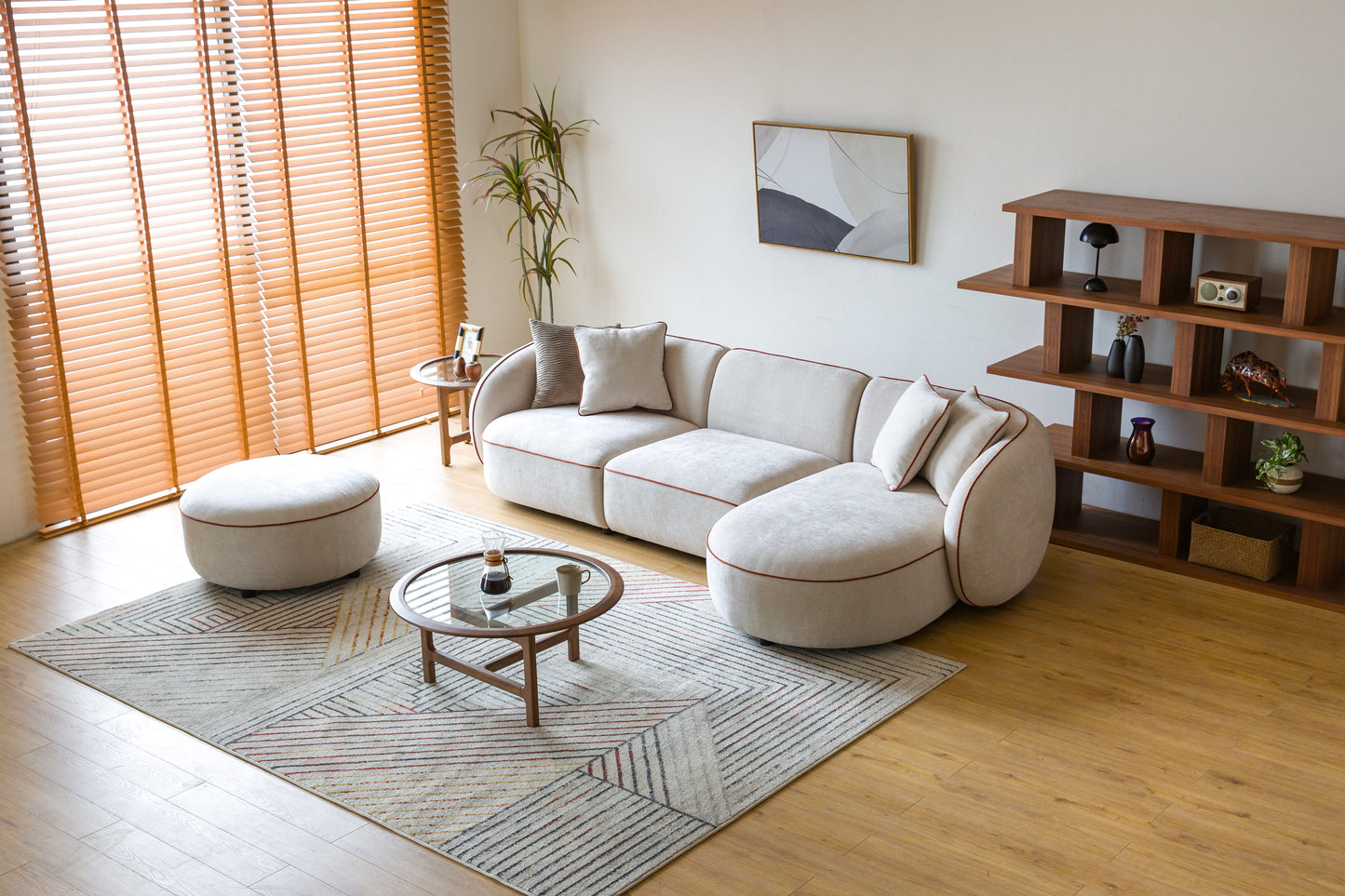 Yūgen Sectional and Ottoman Set
